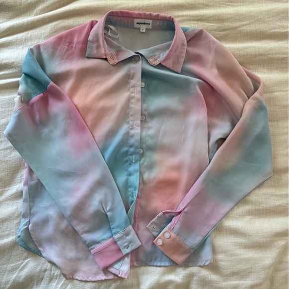 Super down Pastel Button-Up Blouse - Picture 3 of 6